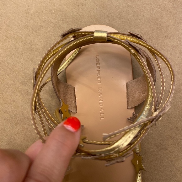 Starla gold leather flat sandals. - Picture 5 of 7